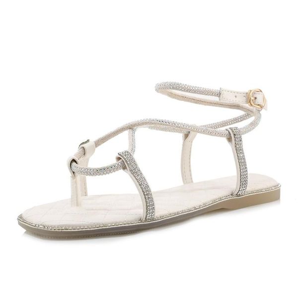 

plus size simple flat sandals summer ladies women shoes woman, Black