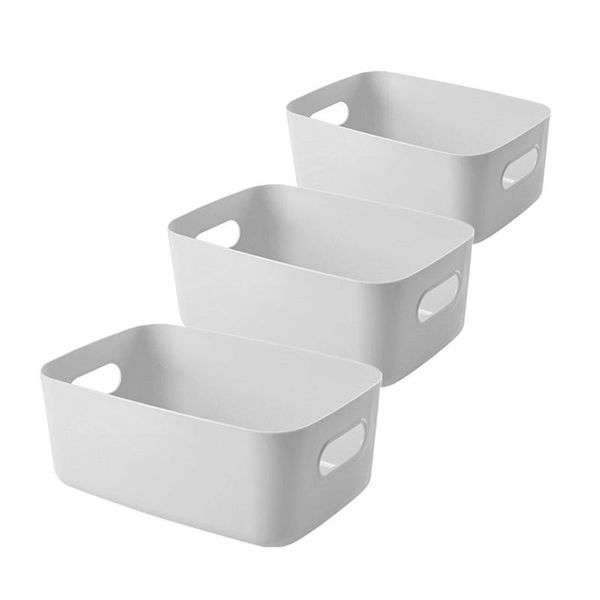

storage baskets 1 set 3pcs multifunctional household organizers boxes (grey)