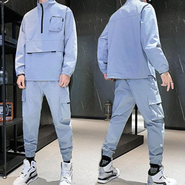 

men's tracksuits autumn tracksuit men 2021 sportswear fashion mens set 2 piece sport suit jacket+pant moleton masculino sets clothing, Gray