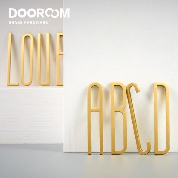 Dooroom Lettere in ottone dalla A alla Z per nomi di aziende Targhe per porte Simboli personalizzati da parete decorativi Indirizzi Altro hardware