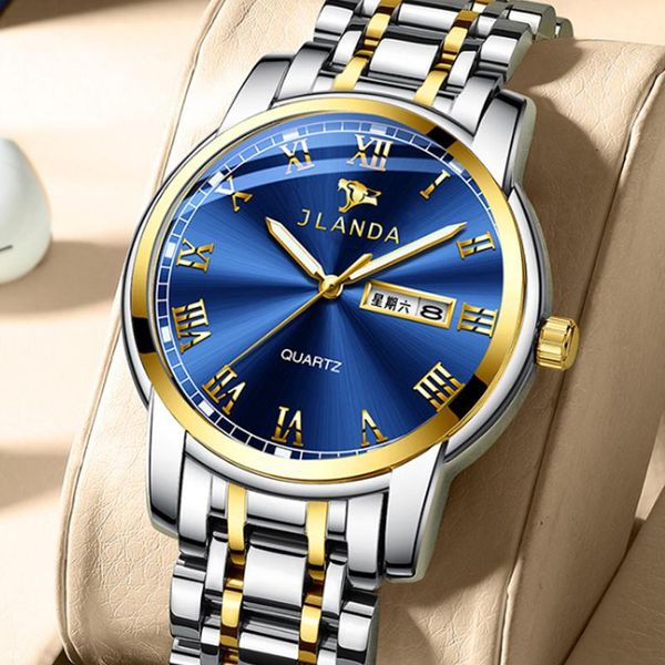 

wristwatches men's steel band fashion quartz watch waterproof calendar luminous student sports timing multifunctional, Slivery;brown