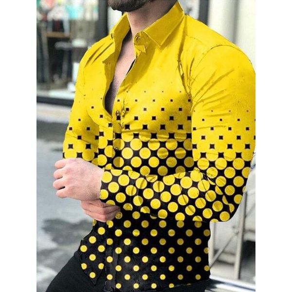 

yellow face comfortable men's long sleeve shirt comfortable fitting fashion retro style travel office entertainment, White;black