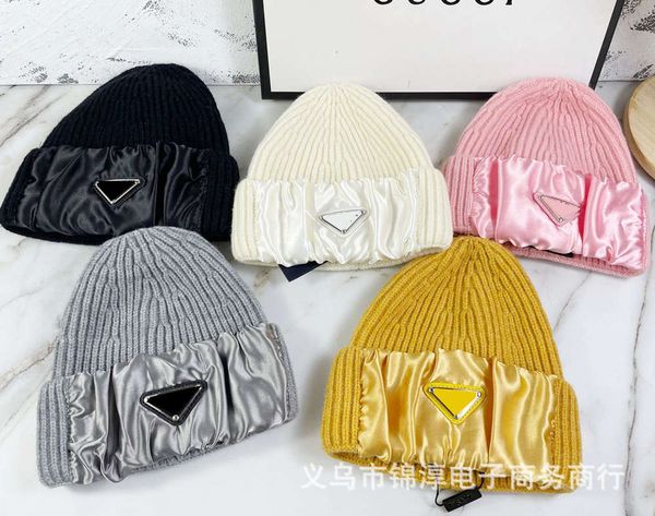 

hat autumn and winter p family inverted triangular knitted men's women's pullover wool leisure cold wool, Blue;gray