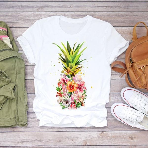 

men pineapple flower floral mens t shirts printed short sleeve fashion lady ladies graphic female tee, White;black