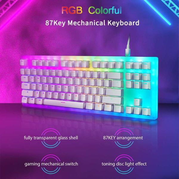 

keyboards 87 key k87 mechanical keyboard 80% tkl pcb case swappable switch support lighting effects with rgb led