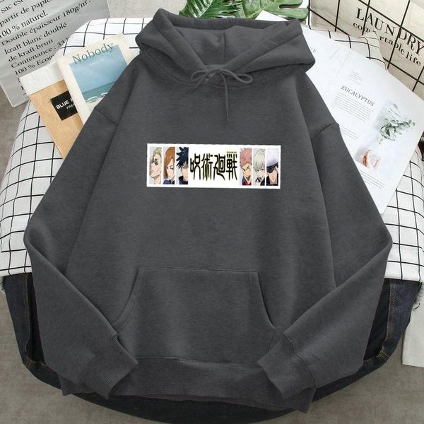 

men's hoodies & sweatshirts japan anime jujutsu kaisen mens casual loose long sleeve pockets hooded 2021 spring autumn fleece streetwea, Black