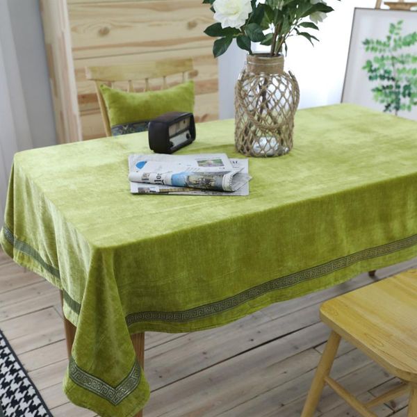 

table cloth green rectangle polyester dustproof solid color tableclothes deskcoffee cover household simple for home