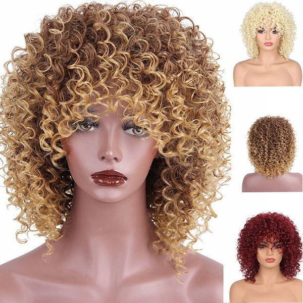 

short small wig women's curly chemical fiber high temperature filament, Black