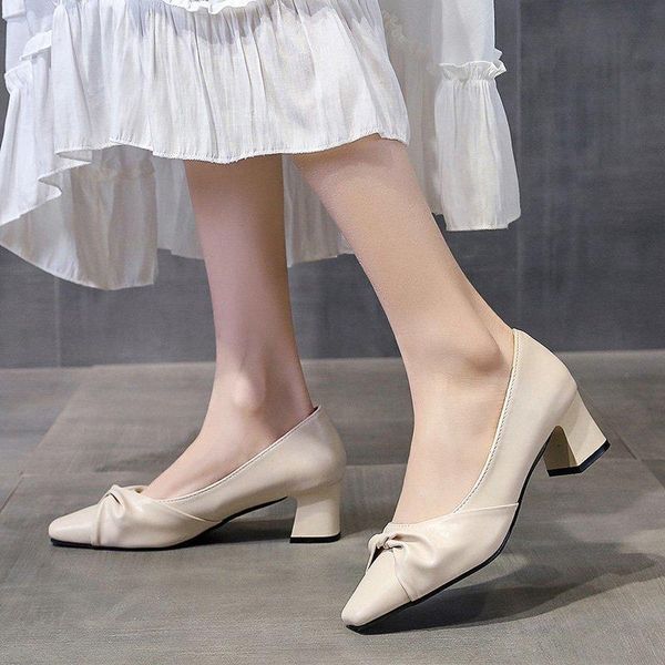 

arrival fashion style women pumps butterfly-knot dress shoes square toe office shallow lady m1706, Black