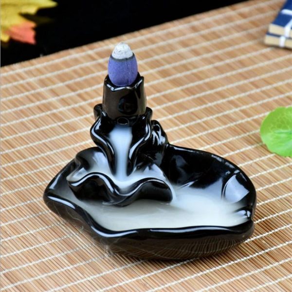 

sachet bags ceramic lotus incense burner waterfall backflow holder home decor buddhist aroma censer teahouse use