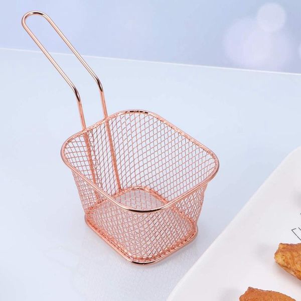 

storage baskets mini square fry stainless steel french fries mesh fryer serving basket holder metal frying strainer