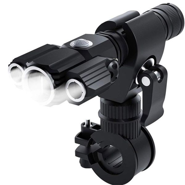 

bicycle light t6 l2led aluminum alloy multifunction three lamp head aircraft shape bike riding front headlight lights