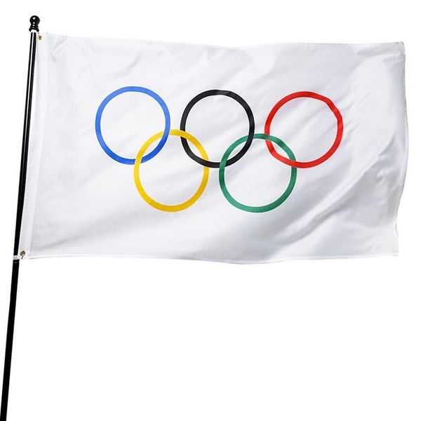 

3x5 foot flag thicker polyester the olympic rings banner with grommets 90*150cm 591