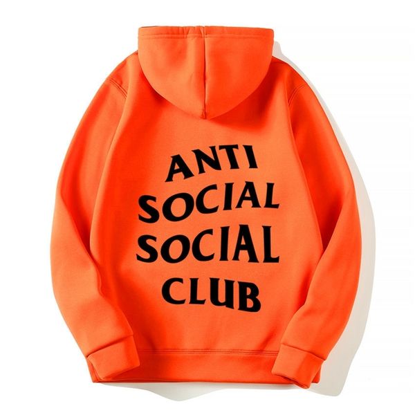 

anti social club same fashion men's and women's hooded plush coat, Black