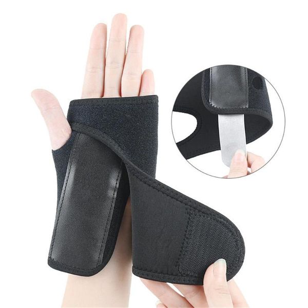 

wrist support sports hand palm brace band carpal tunnel splint protector arthritis sprains strain gloves, Black;red