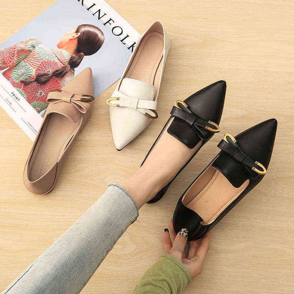 

women's flat heel shoes point bow solid color skirt in moccasins soft soles two ways to wear 33-43 large size, Black