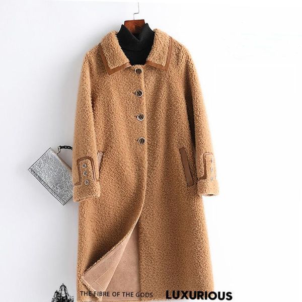 

women's wool & blends fashion style real fur women coat female short jackets winter warm genuine sheep outerwear, Black