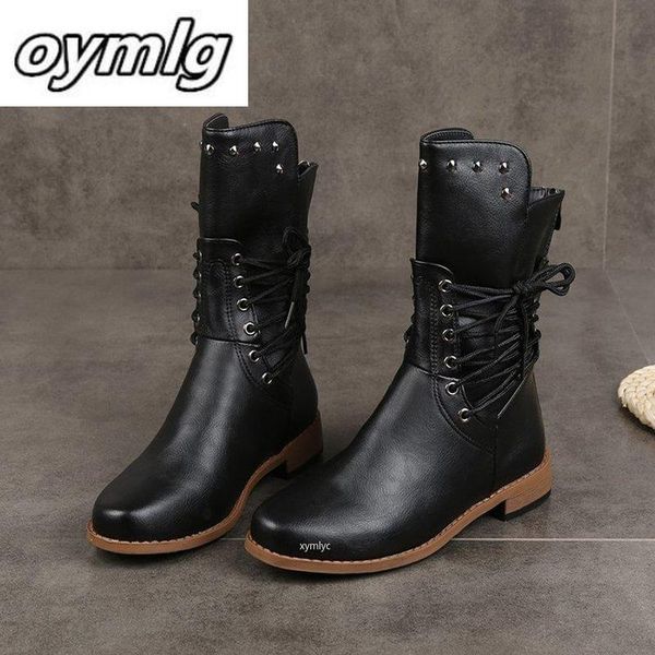 

oymlg boots ladies 2021 fashion chunky shoes platform height increase casual, Black