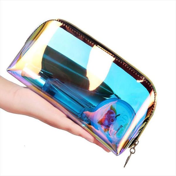 

holographic cosmetic transparent makeup case bag for women pouch toiletry travel pvc organizer fashion