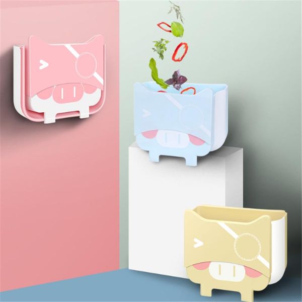 

waste bins cupboard hanging paper basket living room toilet garbage bin kitchen storange can 2021 household folding wall mounted