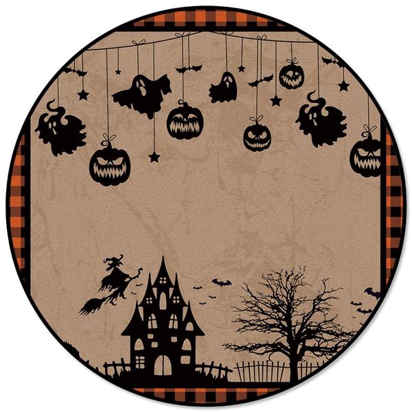 

carpets plaid pumpkin cat witch bat ghost castle round children area rug floor mat living room bedroom carpet coffee table