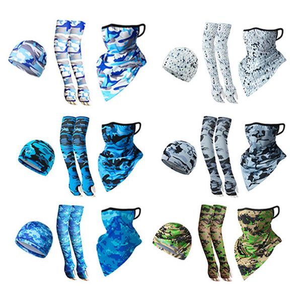 

hats, scarves & gloves sets outdoor cycling cap triangular mask oversleeve unit for men women sports hat sunscreen sleeve moisture absorptio, Blue;gray