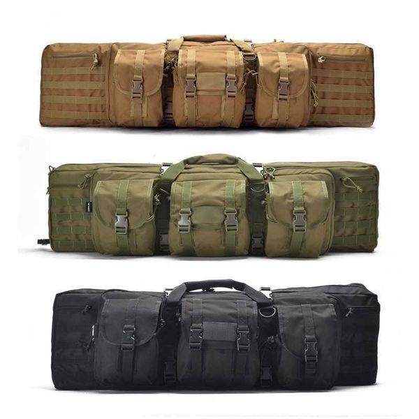 Tactical Hunting Gun Bag 36 47 polegadas Rifle Caso Duplo Airsoft Bag Militar Caminhadas Molle Mochila Ao Ar Livre Caça Acessório Q0705