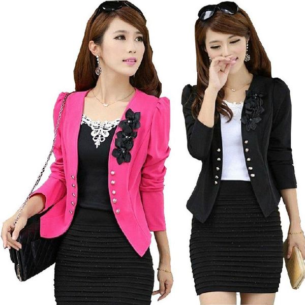 

women's jackets fashion office ladies short jacket coat spring fall autumn korean style plus size clothing 4xl 5xl blazers for women el, Black;brown