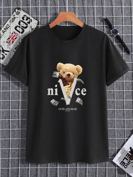 

men bear & letter graphic tee c8pu#, White;black