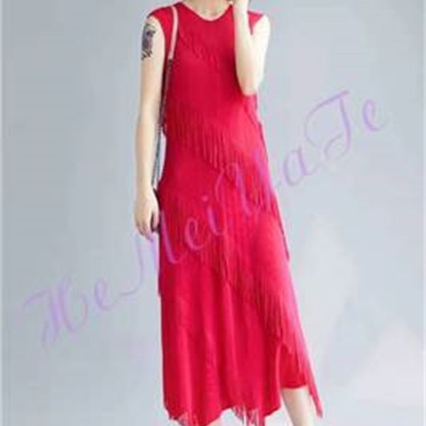 

dress miyak the fashion word loosely contracted fold collar sleeveless tassel es, Black;gray