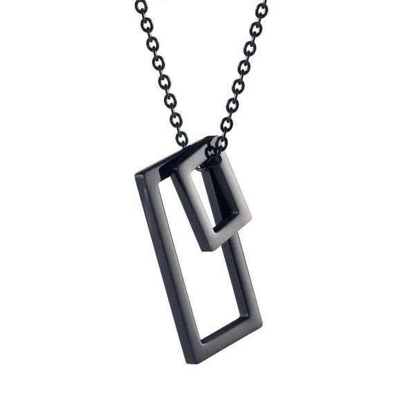 

pendant necklaces fashion simple rectangle necklace stainless steel jewelry for man gift not fade wholesale, Silver