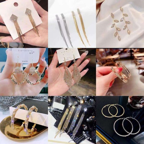 

long tassel earrings exaggerated rhinestone simple earrings female