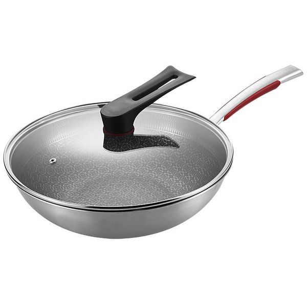 

stainless steel wok household non-stick induction cooker gas stove pans