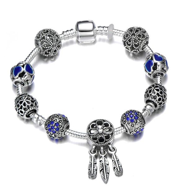

charm bracelets dreamcatcher charms fit brand bracelet for women with butterfly wing beads fashion jewelry christmas gift, Golden;silver