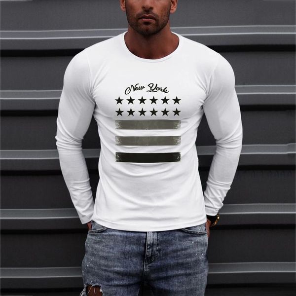 

men's t-shirts feitong star printed fashion t shirt slim casual loose o neck button long sleeve t-shirt pullovers tshirts men 2021, White;black