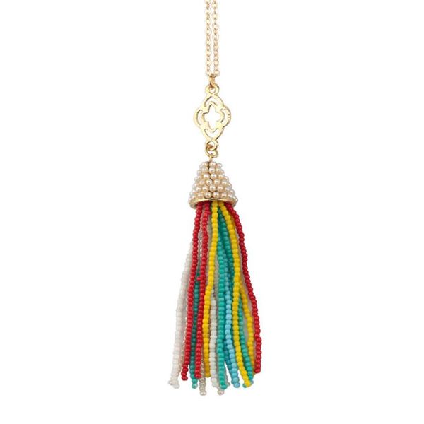 

pendant necklaces colorful seed beaded tassel long & pendants for women, Silver