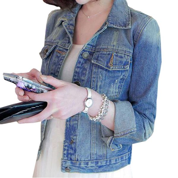 

women's jackets 2021 spring korean long-sleeved slim short denim coats women wear broken tide single-breasted coat, Black;brown