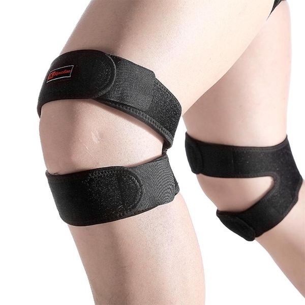 

elbow & knee pads double strap support patella tendon brace stabilizer relieve pain sports lightweight durable safty protective equipment, Black;gray
