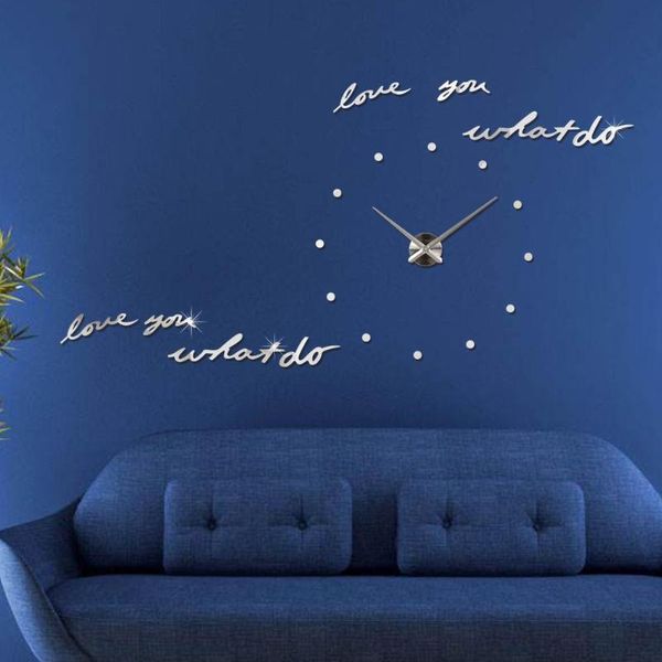 

wall clocks fashion modern large 3d diy mirror surface art clock sticker home office decor self-adhesive for living room