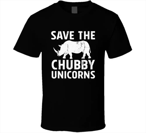 

rhinoceros tee save the chubby unicorns vintage retro funny men's t-shirts new, White;black