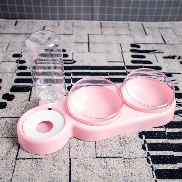 

pet cat bowl automatic feeder dog with water fountain double drinking raised stand dish bowls for cats & feeders