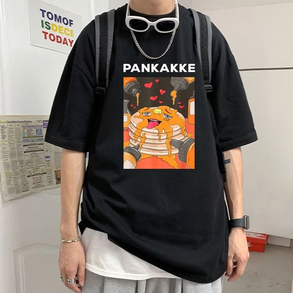 

funny pankakke classic t shirt shirts birthday party gift idea harajuku graphic t-shirt black cotton men's clothes, White;black