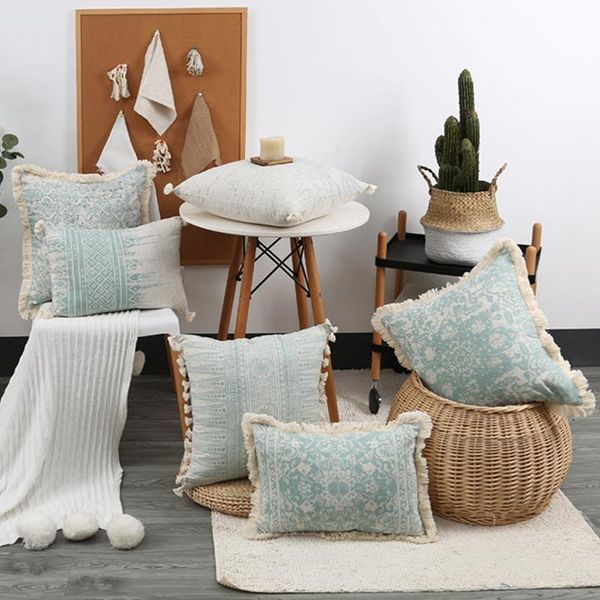 

cushion/decorative pillow brand retro pillowcase green cushion cover cotton linen with tassel home decoration woven tufted 45x45cm/30x50cm