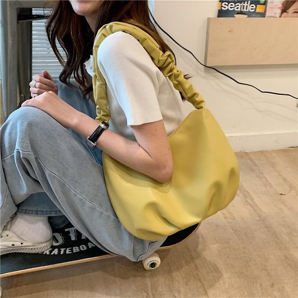 

evening bags korean women handbags large capacity soft pu leather totes ladies hand bag fashion folds hobos shoulder bolsa feminina