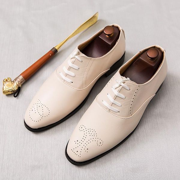 

men british vintage pointed lace-up brogue oxford formal male wedding prom homecoming shoes sapato social masculino 38-46 dress, Black