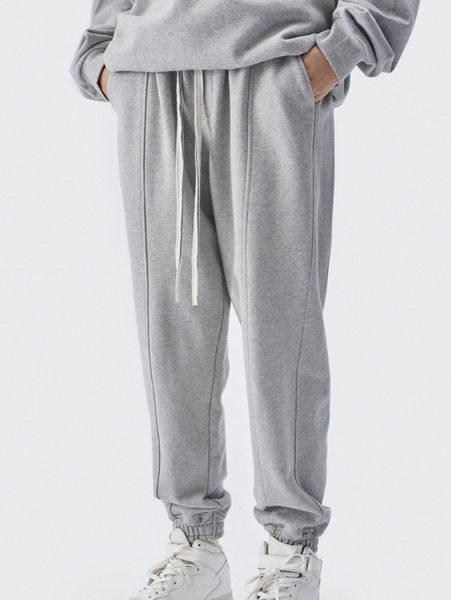 

men drawstring detail seam front joggers 19bh#, Black