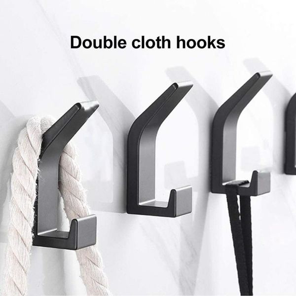 

hooks & rails punch-heavy duty adhesive hold towel coat wall double hanger hat key holder organizer home storage rack