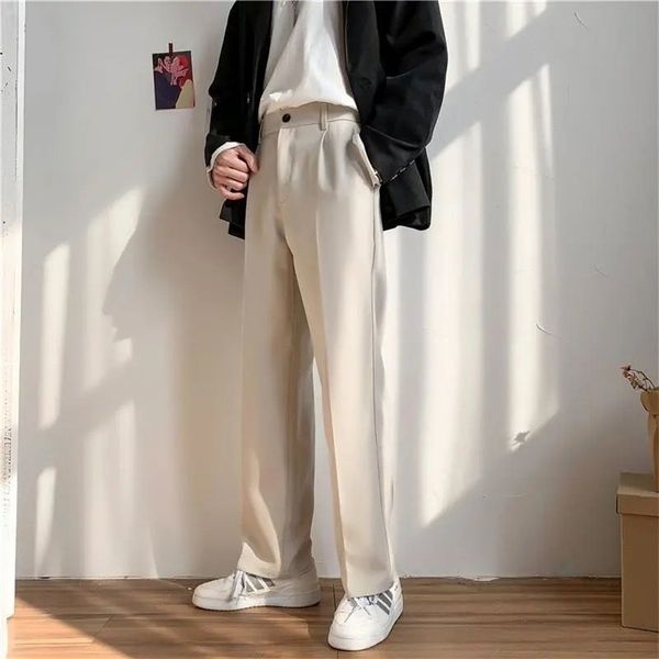 

women pants spring and autumn style trousers women korean fashion loose student straight tube wide leg casual suit 210915, Black;white