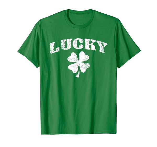 

vintage style lucky clover st patrick's day t-shirt, White;black