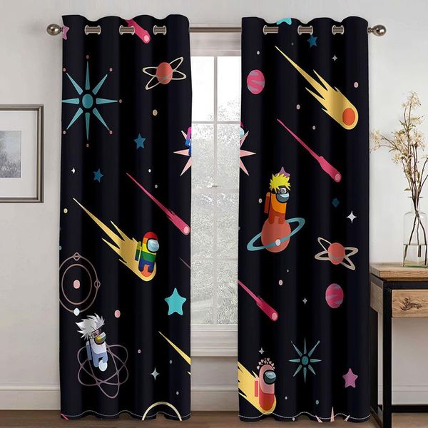 

curtain & drapes luxury blackout 3d window for living room black game curtains printing blockout polyester
